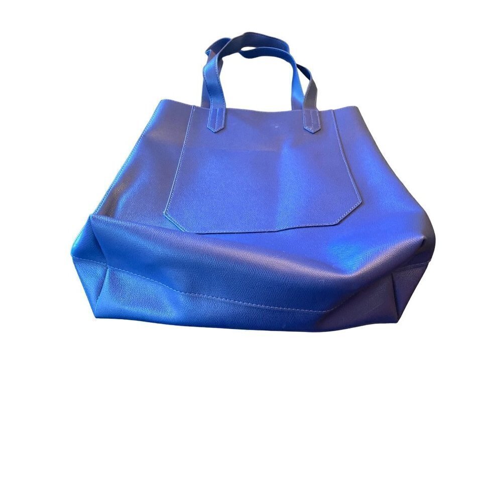 Royal Blue Vinyl Drop Strap Tote Bag Vegan Leather - Picture 3 of 5